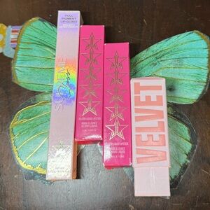 Jeffree Star Cosmetics 4 Pieces Supreme Gloss Velour Liquid LIPSTICKS 1 Lip Balm